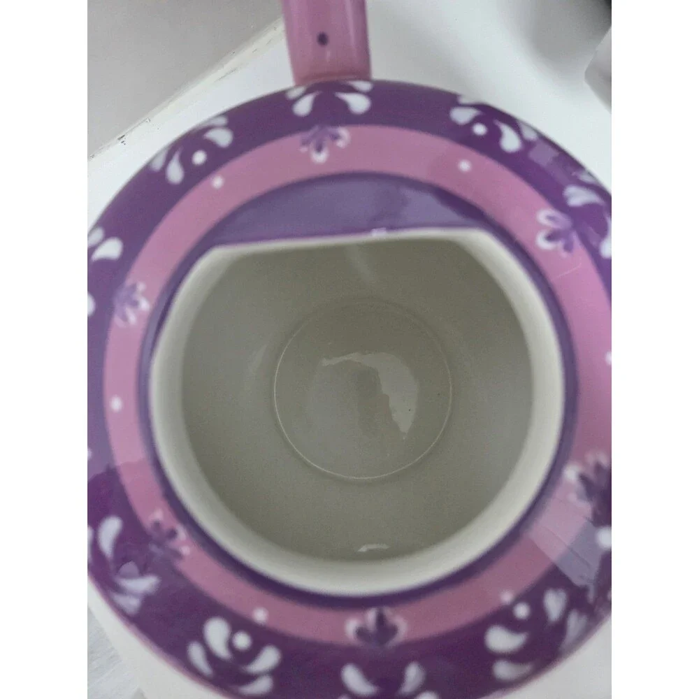 Mesa International Hand Painted Ceramic Teapot Pink Purple Paisley Tea Pot
